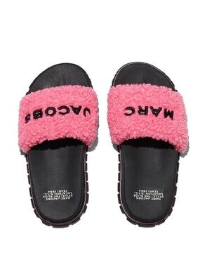 Marc Jacobs Pink Boucle Logo Slide Sandals